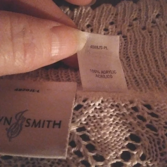 JACLyn Smith sweater Open front Pointelle knit shrug 1X white Y2K style - Picture 4 of 10